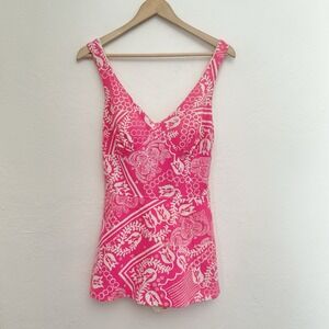 Vtg Swimsuit/Dress Womens S/ M Retro Barbie Pink Pinup 1950s-60s Sand Castle